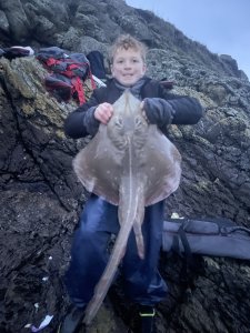 J j Clark with a Small Eyed Ray of 7lb 4oz