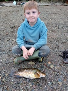 Arthur Leythorne with a Ballan Wrasse of 2lb 6oz