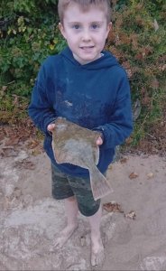 Arthur Leythorne with a Flounder of 1lb 2oz 2dr